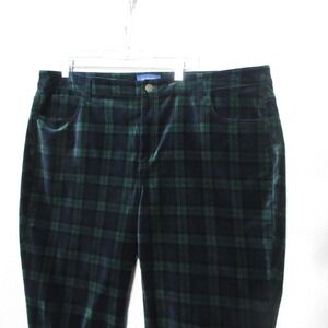 Talbots Pants Plus 20 Velveteen Blackwatch Plaid Tartan Straight Leg Timeless